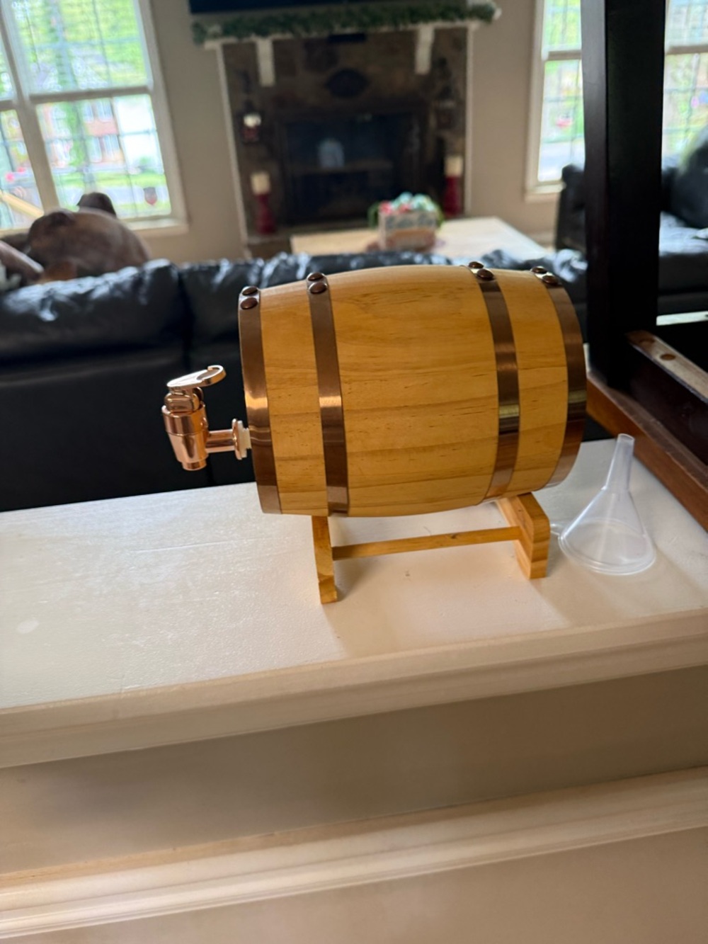 Wooden Mini Beverage Barrel with Copper Tap - Natural Wood (vever used)